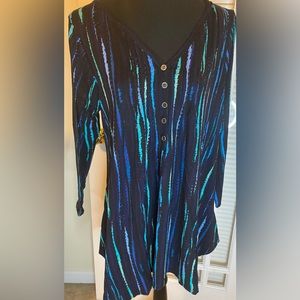 Avenue Wavy Striped Printed Tunic Blouse